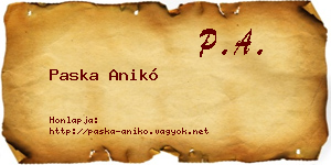 Paska Anikó névjegykártya